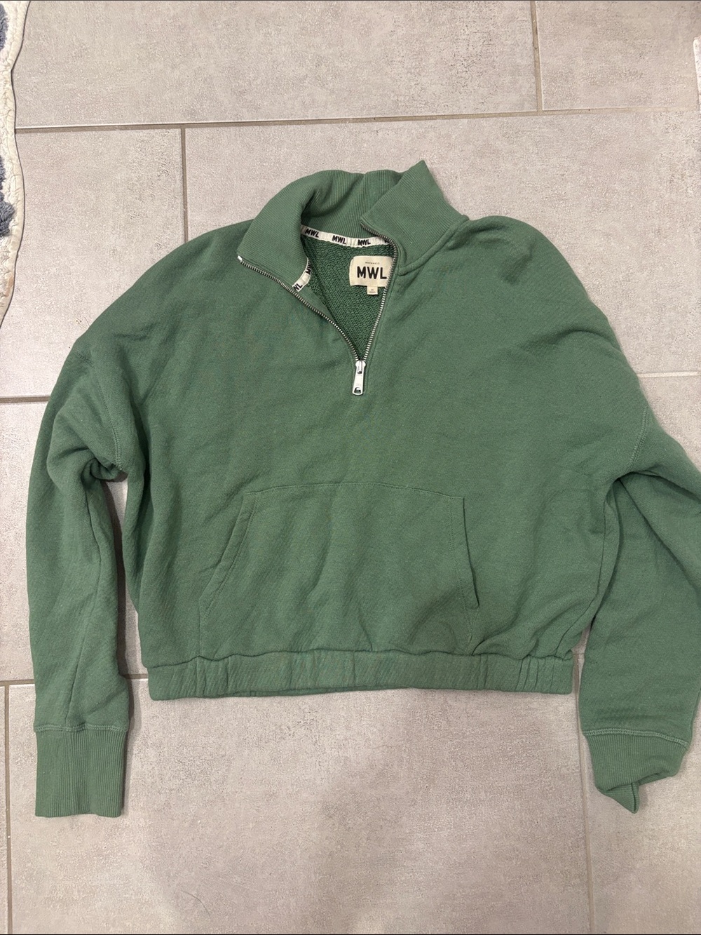 Madewell Olive Half-Zip Turtleneck Sweatshirt